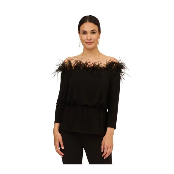 Adrianna‎ Papell Feather Jersey Top | Size 2 - Picture 1 of 8